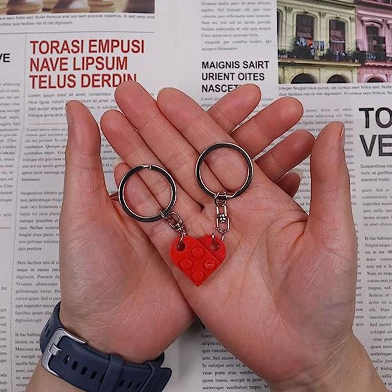 Brick Keychain for Couples Friendship 2pcs Matching Heart Colorful Keyring Set for Girlfriend Boyfriend Valentine's Day Gifts Brick Keychain for Couples Friendship 2pcs Matching Heart Colorful Keyring Set for Girlfriend Boyfriend Valentine's Day Gifts