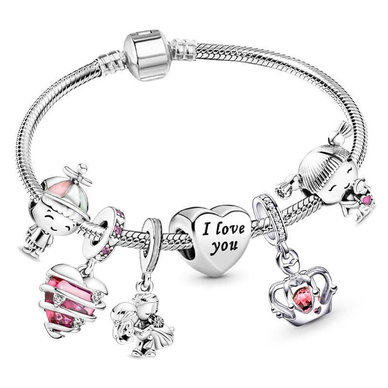CHIELOYS Trendy Romantic 2021 Silver Color Charm Bracelet With Happy Family Strand Brand Bracelet For Women DIY Jewelry Making CHIELOYS Trendy Romantic 2021 Silver Color Charm Bracelet With Happy Family Strand Brand Bracelet For Women DIY Jewelry Making