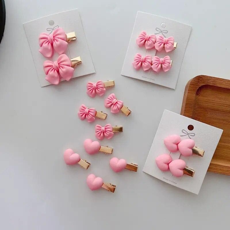 2/5Pcs Pink Hair Pin for Baby Girl Cute Tie Bow Flower Heart Baby Girl Hair Clips Kawaii Korean Side Clip Baby Hair Accessories 2/5Pcs Pink Hair Pin for Baby Girl Cute Tie Bow Flower Heart Baby Girl Hair Clips Kawaii Korean Side Clip Baby Hair Accessories