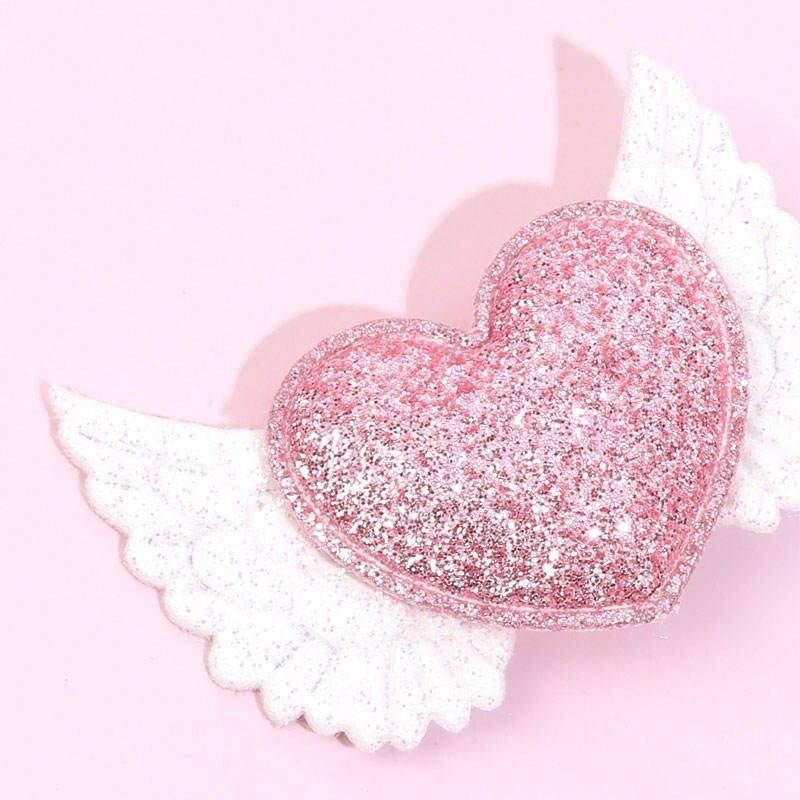 2PCS Glitter Angel Wings Hair Clips For Baby Girls Pink Love Heart Hairpins Barrettes Kids Headwear Kawaii Hair Accessories 2PCS Glitter Angel Wings Hair Clips For Baby Girls Pink Love Heart Hairpins Barrettes Kids Headwear Kawaii Hair Accessories